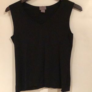 Sleeveless black v-neck sweater